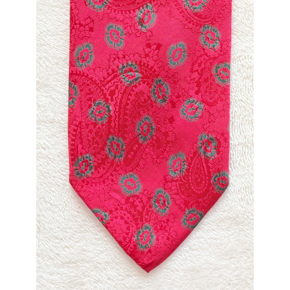 Ronaldus Shamask Pink Paisley Medallion Silk Necktie Mens OS Excellent Vintage